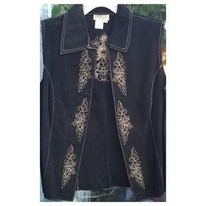 - Coldwater Creek Browno Leather Stitched Vest